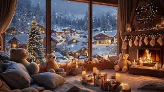Stay Warm Inside: Cozy Room with Teddy Bears, Fireplace & Snowfall Sounds for Sleep ❄️🧸🔥