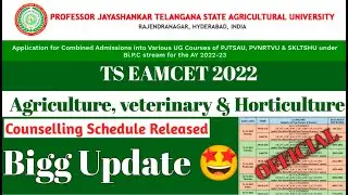 TS Agriculture (PJTSAU) Counselling Schedule Released || Bigg Update for TS EAMCET BIPC STUDENTS.