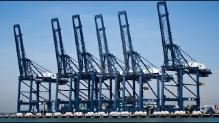 Relaxing Ambient Music with Aerial Drone Footage of Cargo Ships at Felixstowe Harbour | Calm Seas