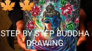 step by step Buddha drawing#buddha abstract drawing # Buddha painting by chobir khata#meditation