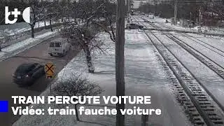 Le moment o&ugrave; un train de voyageurs percute un v&eacute;hicule &agrave; Hinsdale (Illinois)
