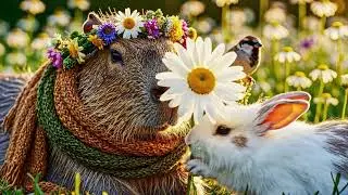 White Bunny Makes a Wildflower Crown for Capybara&rsquo;s Weight Loss Journey 🐹🐰🌼