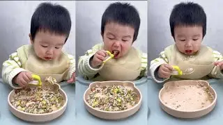 Cute Baby Eating Alone 🍽️ | Funny & Happy Mealtime Video