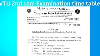 VTU 2nd Sem Exam time table July/August 2024