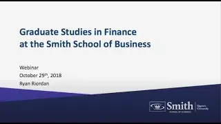 MSc/PhD in Management | Finance Information Session | October 29, 2018