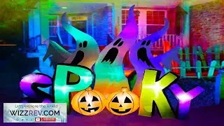 8FT Inflatable Halloween Ghost Family with Spooky Sign LED Blow Up Lighted