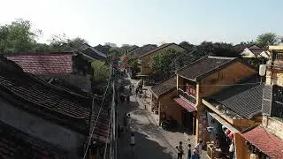 Free Stock Footage - street walk Hoi An , Vietnam Drone shot