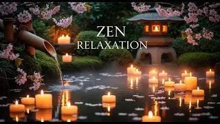 Soothing Zen Water Flow Bamboo Fountain and Candle Glow for Relaxation Meditation Sleep Tranquility
