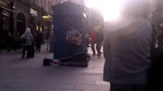 Daniel Docherty busking in Edinburgh, late September.
