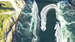 Saltstraumen: Norway the worlds strongest ocean current in action, drone video.