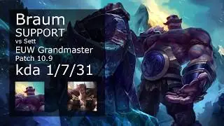 Braum Support & Miss Fortune vs Sett & Aphelios - EUW Grandmaster 1/7/31 Patch 10.9 Gameplay