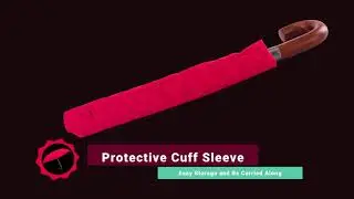Wine Colored Wooden Handle 2 Folding Umbrella