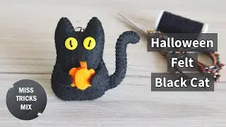 Halloween Felt Black Cat Keychain : Spooky Accessories Tutorial | Halloween DIY | Felt Crafts