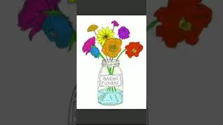 Coloring book. Bouquet of flowers. Coloring pages. Relax video.