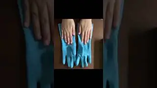 Orange and blue rubber gloves (measuring, snapping, sticky sounds)