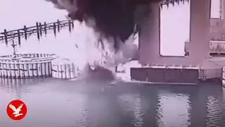 Russia&rsquo;s Crimean bridge blown up in huge explosion by Ukraine forces