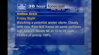 Local on the 8s (Weatherstar XL) Winter Storm Warning and EAS for Dallas, TX | 1/22/2026