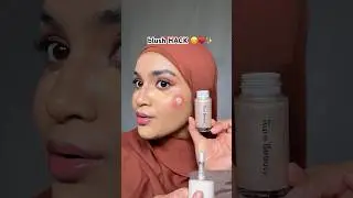 blush hack for glowy cheeks mix cream blush with ￼highlighter#makeuphacks #rarebeauty #blushhack