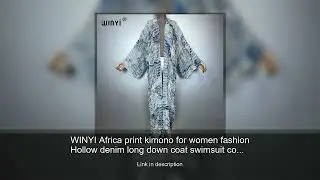 WINYI Africa print kimono for women fashion Hollow denim long down coat swimsuit cover up Make
