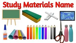 Study materials name ||  School Supplies in hindi and English learning video for kids || स्कूल 