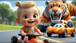 Tiger Zooms in Racing Car | Fast Kids Song | Exciting Speed Adventure Rhyme