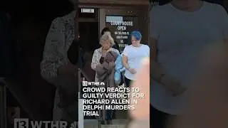 The crowd outside the Carroll County Courthouse reacts to Richard Allen&rsquo;s guilty verdict