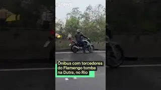 &Ocirc;nibus com torcedores do Flamengo tomba na Dutra, no Rio
