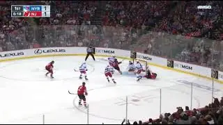 Trouba hammers Nosek with a big hit