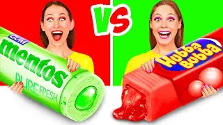 Red Food vs Green Food Color Challenge | Funny Food Hacks by Fun Tun