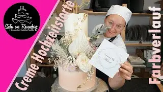 Hochzeitstorte mit Farbverlauf & Blütengesteck dekorieren ✅ Hochzeitstorte von Süßes aus Ravensberg