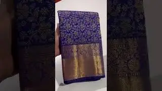 1 gram pure zari,Kanchipuram Handloom silk saree,Dark blue color