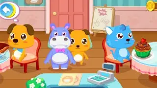 Babybus | Милое приключение в кафе с животными 🐶🦛🍰 | Игра-кафе для детей | Забавная мультяшная ис...