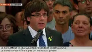 El primer discurs de Puigdemont després de declarar la independència
