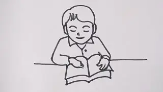 How to draw Boy reading a book / easy drawing step by step