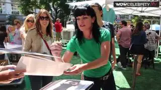Pauley Perrette signs autographs at the grove in Hollywood