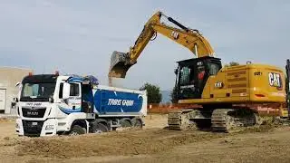 NEW EXCAVATOR CATERPILLAR 323 NEXT GENERACTION LOAD TRUCK MAN BY TRANS GHIAIA GRAVEL ESCAVATORE CAT