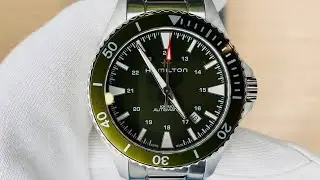 Xship.vn: New Hamilton Khaki Navy Scuba Auto Green Dial Steel Men Watch H82375161