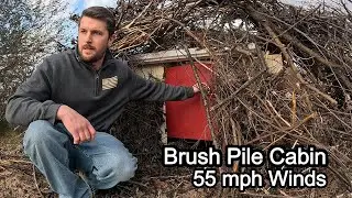 ASMR | Secret Brush Pile Camping in 55 mph winds!
