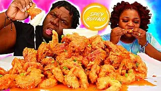 THE BEST BUFFALO-STYLE CHICKEN WINGS & BIG OL' SHRIMP!!! | HASHTAG THE CANNONS | EATING SHOW