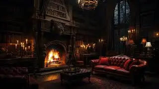 Cozy Castle Room with Gentle Rain, Thunderstorm & Fireplace Sounds to Sleep, Relax or Study - ASMR