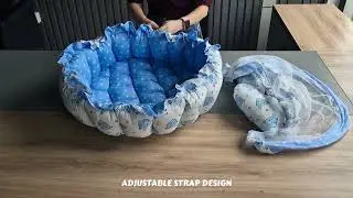 VoiDrop Baby Round Bed infant & Toddlers, Bed Mattress with Mosquito Net, Neck Pillow & 2 Bolsters