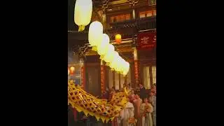 Traditional Chinese dragon dance performance