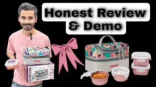 Borosil glass lunch box | BOROSIL Kube Pink Universal Borosilicate Glass Lunchbox with Bag Set of 4