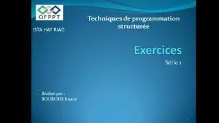 S&eacute;rie d'exercices 1 Programmation Structur&eacute;e