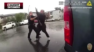 Shootout Erupts After Armed Suspect Flees from LAPD - Caught on Camera