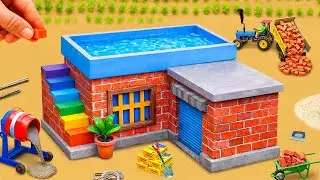 DIY Construction Science Project &ndash; Building Strong 2-Story Mini House with Rooftop Pool from Bricks