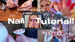 OFFICIAL NAIL TUTORIAL!💅2 cute sets!! fun designs, colors, application, and instructions! #subscribe