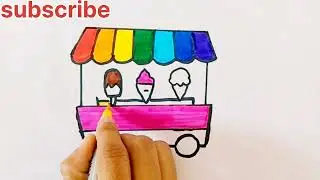 how to draw and colour a ice cream cart very easy and step by step ice cream cart colour drawing