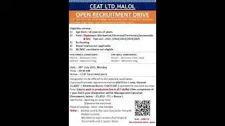 CEAT Tyre Hiring 2025 Open Requirement Drive #campusplacement #job