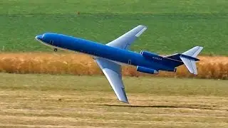 BOEING 727 CRITICAL TAKE-OFF AND FLIGHT GIANT RC AIRLINER MODEL TURBINE JET / RC Airshow Oppingen